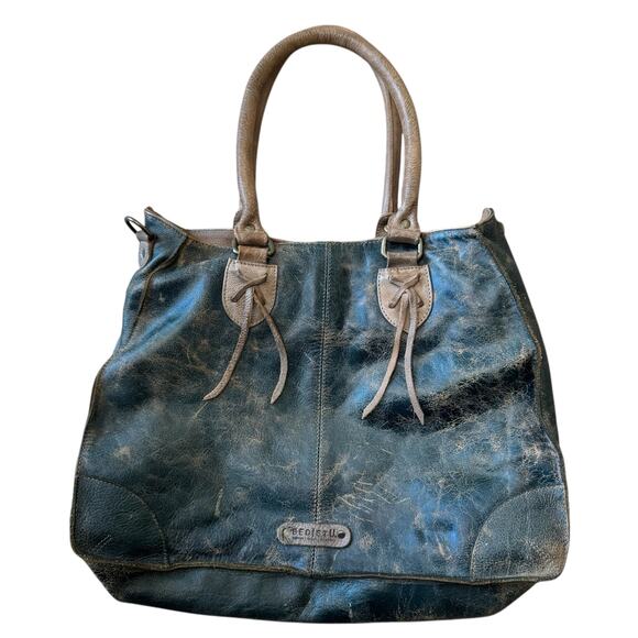 BED STU  BRUNA Leather Shoulder Bag in DARK TEAL LUX ICICLE RUSTIC - Picture 2 of 9